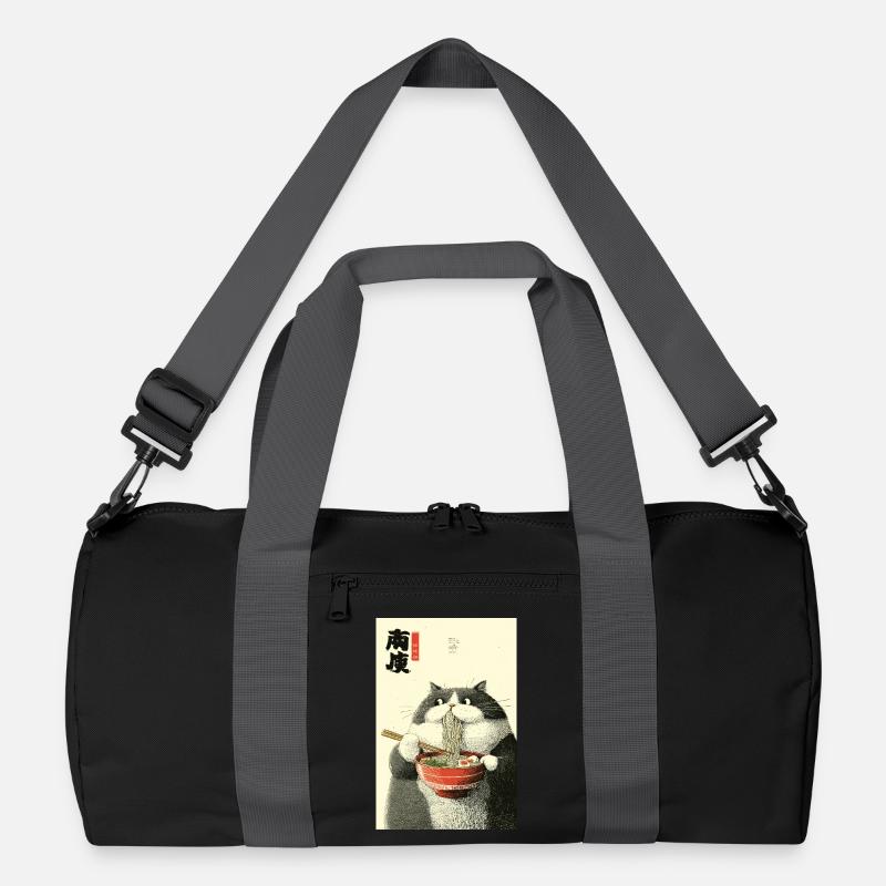 Ramen-Katzen-Ukiyo-e-Zauber - Recycelte Duffel Bag - Schwarz/Graphitgrau
