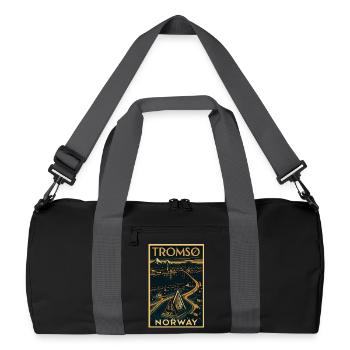 Tromsø Norwegen – Retro Reiseposter Art Deco - Recycelte Duffel Bag - Schwarz/Graphitgrau - Vorne