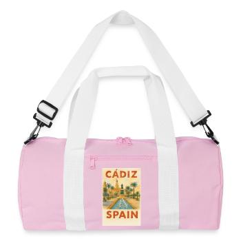 Cádiz Spain – Watercolor Travel Poster Plaza - Recycled Duffel Bag - pink/white - Front
