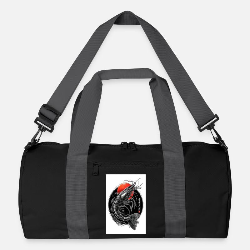 Crimson Ink Shrimp im Kreis - Recycelte Duffel Bag - Schwarz/Graphitgrau