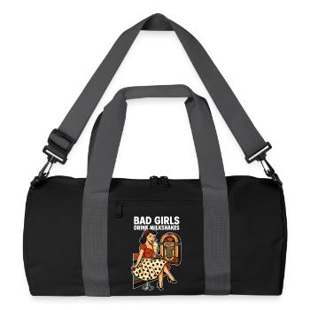 50s Pin-Up: Bad Girls Drink Milkshakes Rockabilly - Recycled Duffel Bag - black/graphite grey - Front