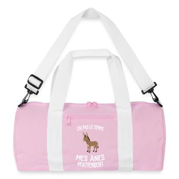 I don't have time my donkeys are waiting for me humor - Recycled Duffel Bag - pink/white - Front