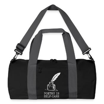 Poesie als Selbstfürsorge - Recycelte Duffel Bag - Schwarz/Graphitgrau - Vorne