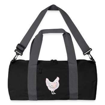 Peinture aquarelle de poule poule - Sac de sport recyclé - noir/gris graphite - Devant