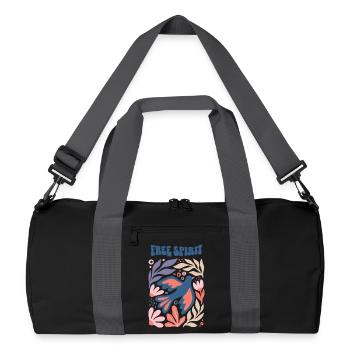 Free Spirit - Oiseau fleuri esthétique à motif bohème - Sac de sport recyclé - noir/gris graphite - Devant