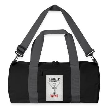 Hands up if you love Wine Funny saying - Recycled Duffel Bag - black/graphite grey - Front