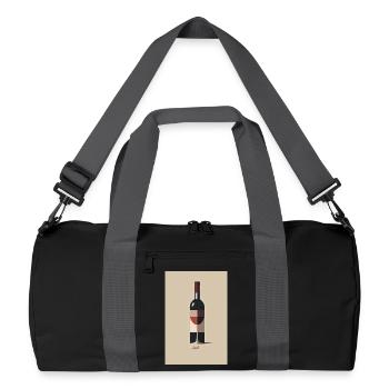 Wein Design minimalistisch läuft Spruch - Recycelte Duffel Bag - Schwarz/Graphitgrau - Vorne