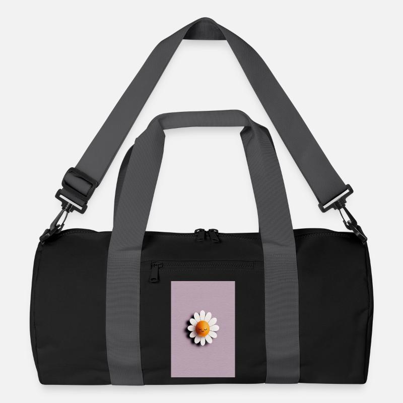 Fröhliche Gänseblümchen-Sonne auf fliederfarbenem Hintergrund Recycelte Duffel Bag