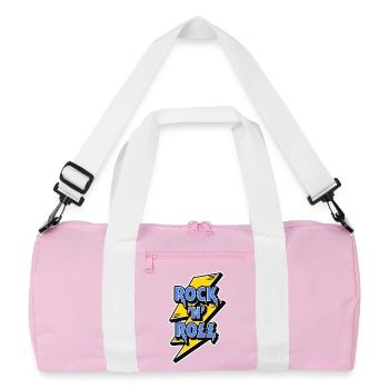 Rock 'N' Roll Logo with Lightning Bolt - Recycled Duffel Bag - pink/white - Front