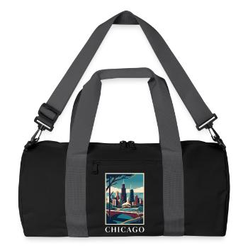 Chicago Illinois Poster Skyline Deco Vista - Recycled Duffel Bag - black/graphite grey - Front