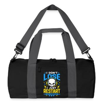 I Dont Lose I Just Restart Gaming - Recycelte Duffel Bag - Schwarz/Graphitgrau - Vorne