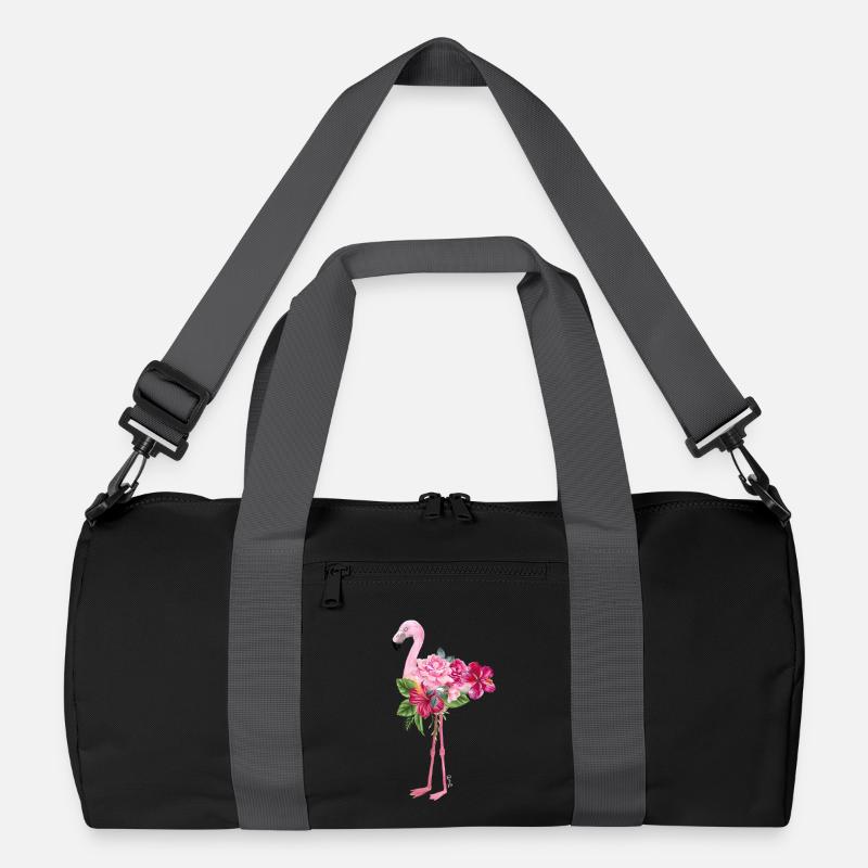 Flamingo mit Blumen Recycelte Duffel Bag