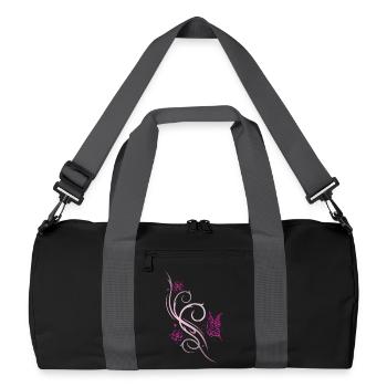 Flowers Cherry Blossom Butterfly - Recycled Duffel Bag - black/graphite grey - Front