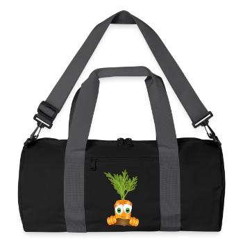funny ripe carrot in vegetable beds - Recycled Duffel Bag - black/graphite grey - Front