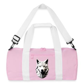 Kopf vom weißen Wolf - Recycelte Duffel Bag - Rosa/Weiß - Vorne