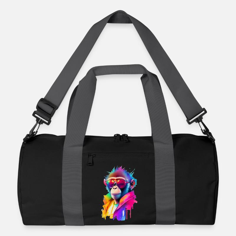 Affe mit Sonnenbrille - Recycelte Duffel Bag - Schwarz/Graphitgrau