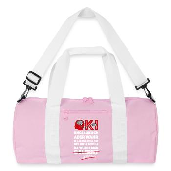 KI, ChatGPT, Schule nervt - Recycelte Duffel Bag - Rosa/Weiß - Vorne
