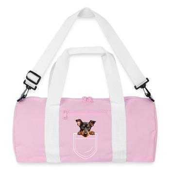 Chien Doberman - Sac de sport recyclé - rose/blanc - Devant