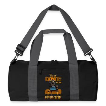 Katze auf Fernseher - Recycelte Duffel Bag - Schwarz/Graphitgrau - Vorne