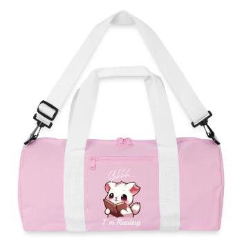 Chat avec livre - Sac de sport recyclé - rose/blanc - Devant