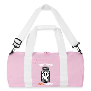 Don't open it – evil in it! Funny ghost design - Recycled Duffel Bag - pink/white - Front