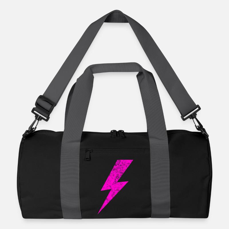 Motif d’éclair rose vif - Sac de sport recyclé - noir/gris graphite