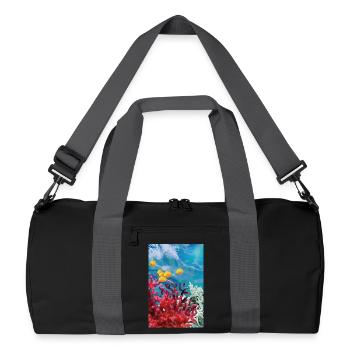 Lebendige Korallenriff Unterwasserwelt - Recycelte Duffel Bag - Schwarz/Graphitgrau - Vorne