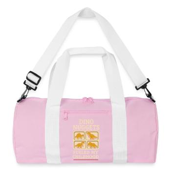 Dino Nuggets Nostalgia Funny Snack Dinosaur - Recycled Duffel Bag - pink/white - Front