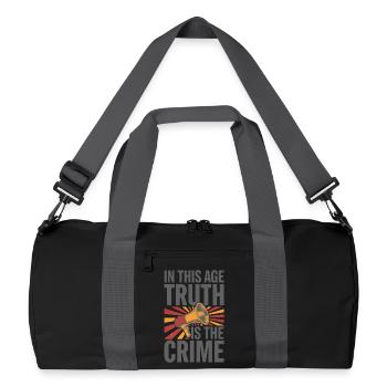 In This Age Truth Is The Crime Statement - Recycelte Duffel Bag - Schwarz/Graphitgrau - Vorne
