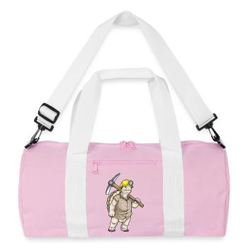 turtle miner pickaxe mining - Recycled Duffel Bag - pink/white - Front