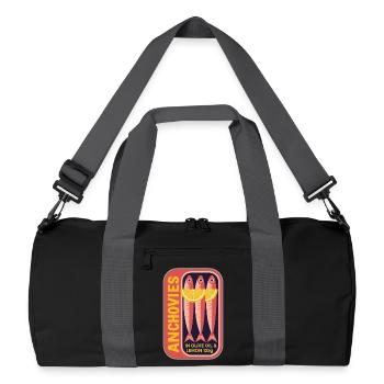 Retro Can Label Anchovy Art - Recycled Duffel Bag - black/graphite grey - Front