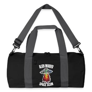 UFO-Alien-Invasier-Weltraumabschaum-Kritzeleien - Recycelte Duffel Bag - Schwarz/Graphitgrau - Vorne