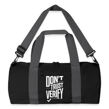 Vertraue Verify nicht – Truth Seeker Krypto-Zitat - Recycelte Duffel Bag - Schwarz/Graphitgrau - Vorne
