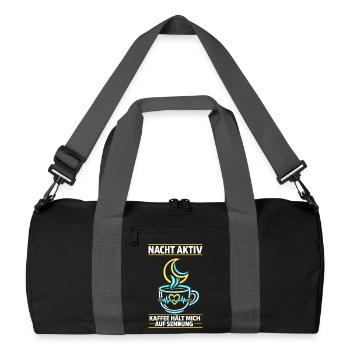 Nacht aktiv Kaffee hält mich auf Sendung - Recycelte Duffel Bag - Schwarz/Graphitgrau - Vorne