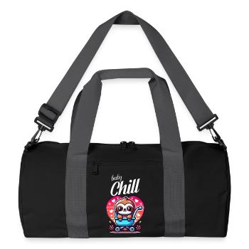 Cute Baby Sloth in Stroller Heart Design - Recycled Duffel Bag - black/graphite grey - Front