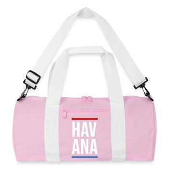 Havana Bold Mono mit rotblauen Streifen - Recycelte Duffel Bag - Rosa/Weiß - Vorne