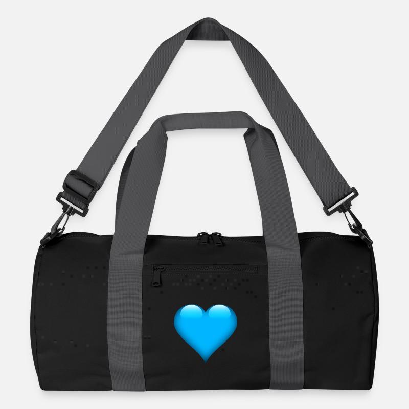 Blaues Gloss-Herz Design - Recycelte Duffel Bag - Schwarz/Graphitgrau