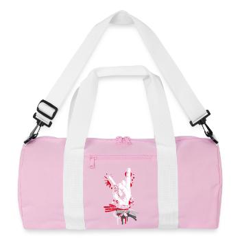Metal and rock hand sign - Recycled Duffel Bag - pink/white - Front