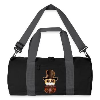 Renard steampunk avec chapeau cylindre antique et lunettes - Sac de sport recyclé - noir/gris graphite - Devant