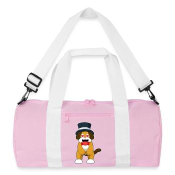 Mariage avec le marié chien avec haut-de-forme - Sac de sport recyclé - rose/blanc - Devant