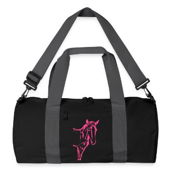 Cheval rose rose, poulain - Sac de sport recyclé - noir/gris graphite - Devant