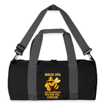 Papi apiculteur - comme un grand-père normal, mais en plus frais - Sac de sport recyclé - noir/gris graphite - Devant