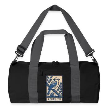 Retro Azure Tit Bird Poster for Birders & Nature L - Recycelte Duffel Bag - Schwarz/Graphitgrau - Vorne