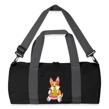 Süßer Corgi genießt Ramen - Recycelte Duffel Bag - Schwarz/Graphitgrau - Vorne