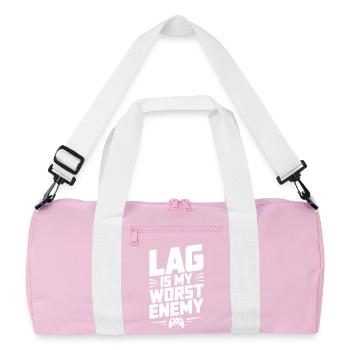 Lag ist mein schlimmster Feind - Recycelte Duffel Bag - Rosa/Weiß - Vorne