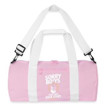 Festival Sorry Boys I Only Date Rock Stars Groupie - Recycled Duffel Bag - pink/white - Front