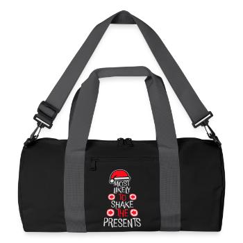 Most Likely to Shake the Presents Weihnachten Spaß - Recycelte Duffel Bag - Schwarz/Graphitgrau - Vorne