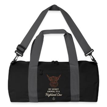 Highland Cow Rustic Animal Cute - Recycled Duffel Bag - black/graphite grey - Front