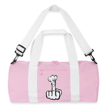 Mittelfinger Stinkefinger Kochmütze Design - Recycelte Duffel Bag - Rosa/Weiß - Vorne