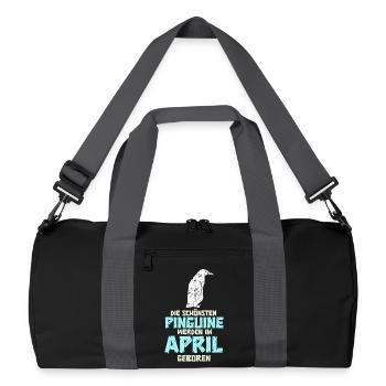 April Birthday Penguin Saying Funny - Recycled Duffel Bag - black/graphite grey - Front